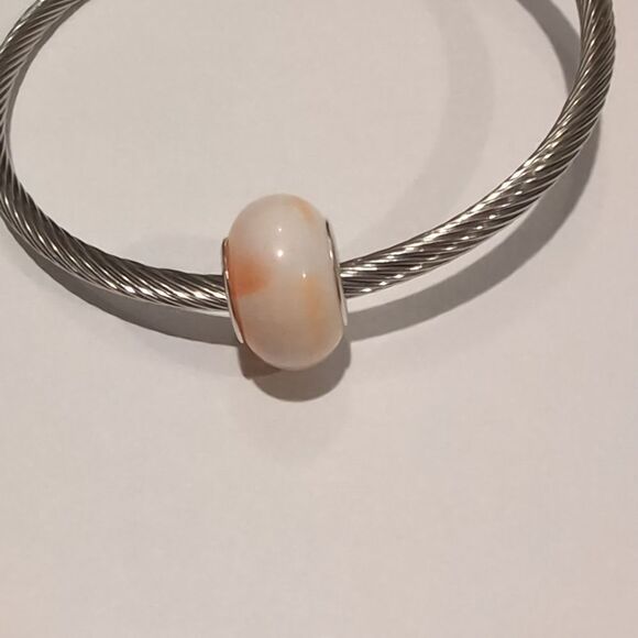 Silver Blended Yellowand White Charm‎ for Pandora Style Bracelet - Picture 1 of 6